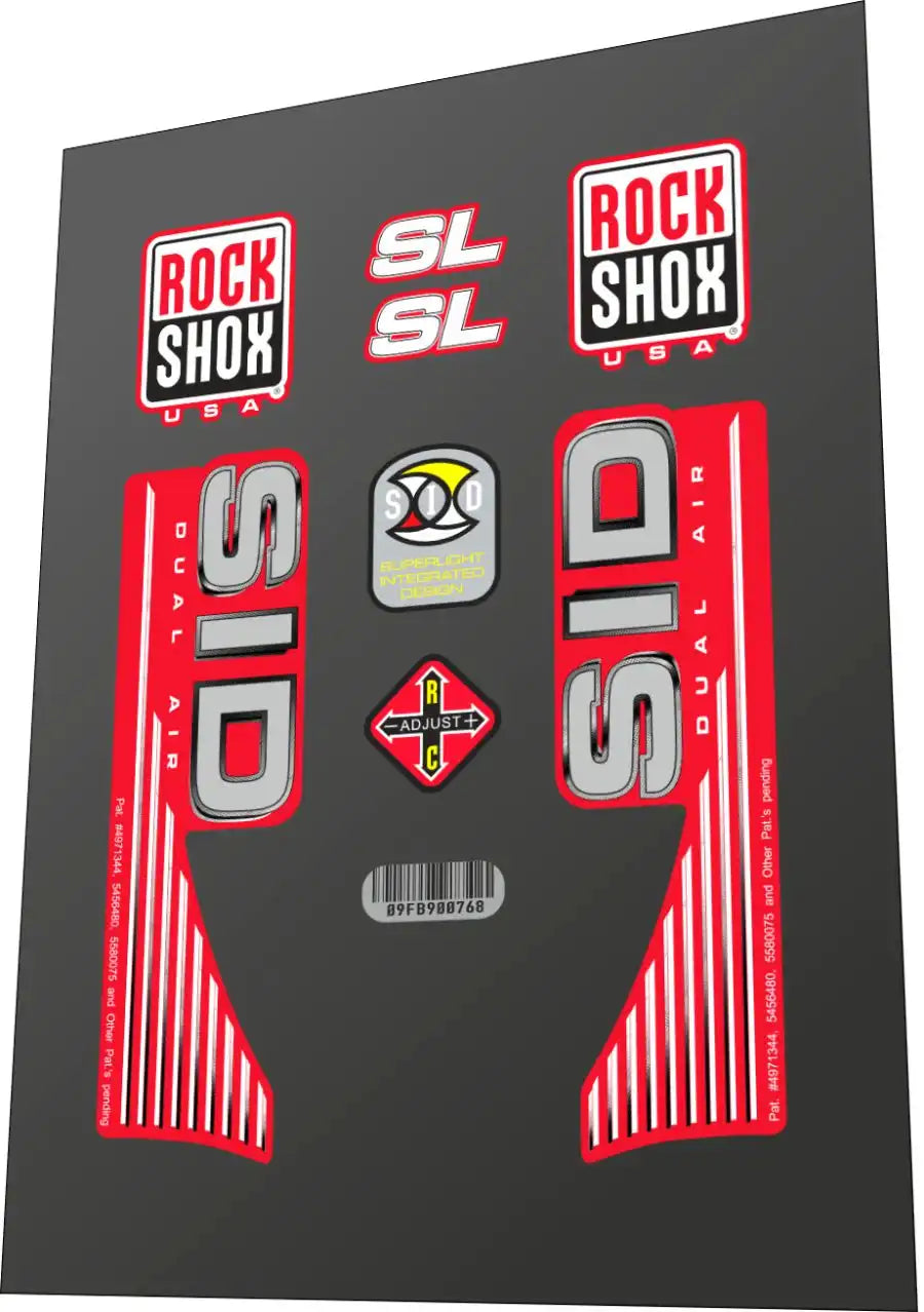 2002 Rock Shox Sid SL Dual Air Red Fork Decal Set