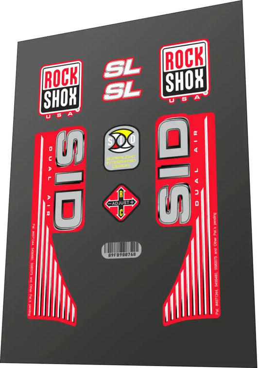 2002 Rock Shox Sid SL Dual Air Red Fork Decal Set