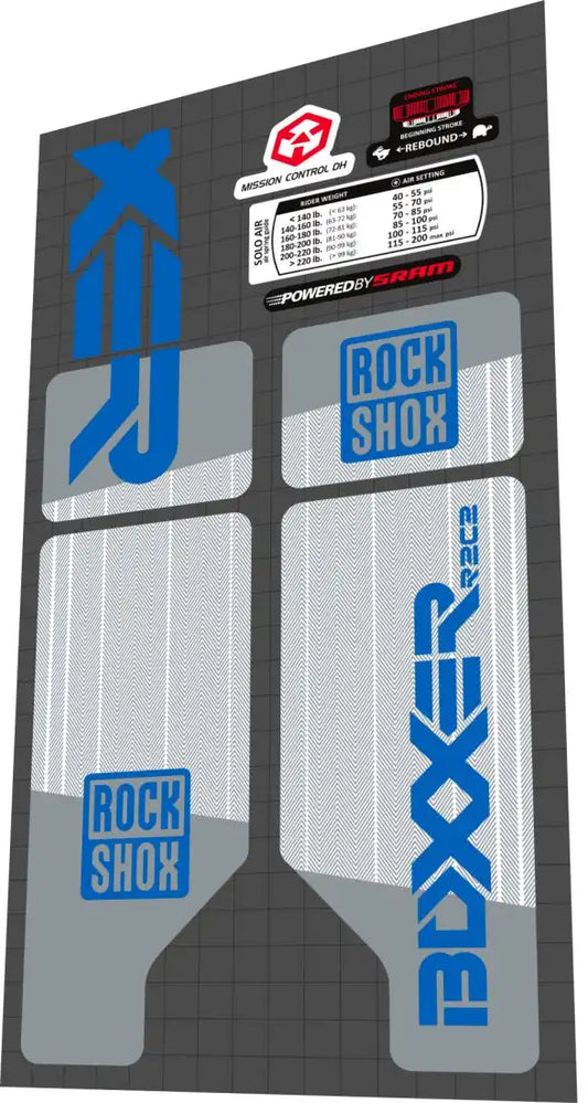 2010 Rock Shox Boxxer R2C2 Gray Blue Fork Decal Set