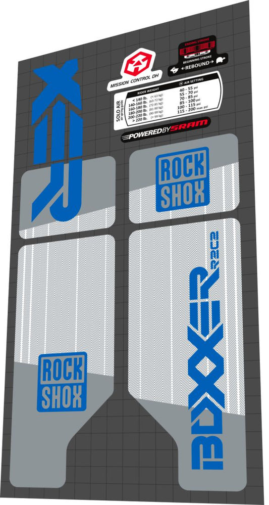 2010 Rock Shox Boxxer R2C2 Gray Blue Fork Decal Set