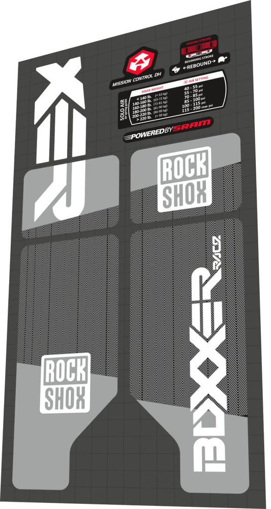 2010 Rock Shox Boxxer Race Gray Fork Decal Set