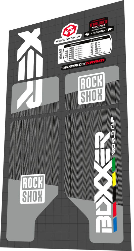 2012 Rock Shox Boxxer World Cup Gray White Fork Decal Set