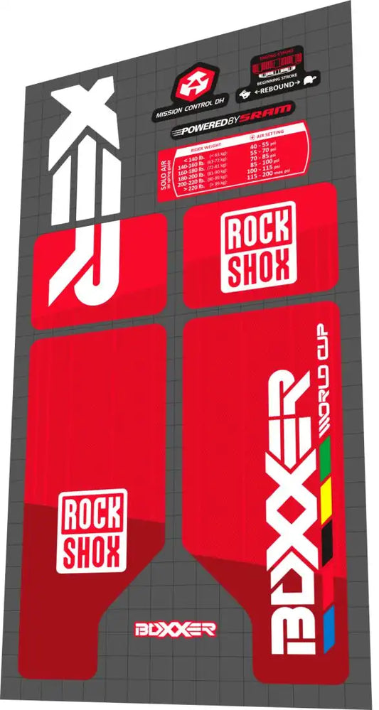 2012 Rock Shox Boxxer World Cup Red Fork Decal Set