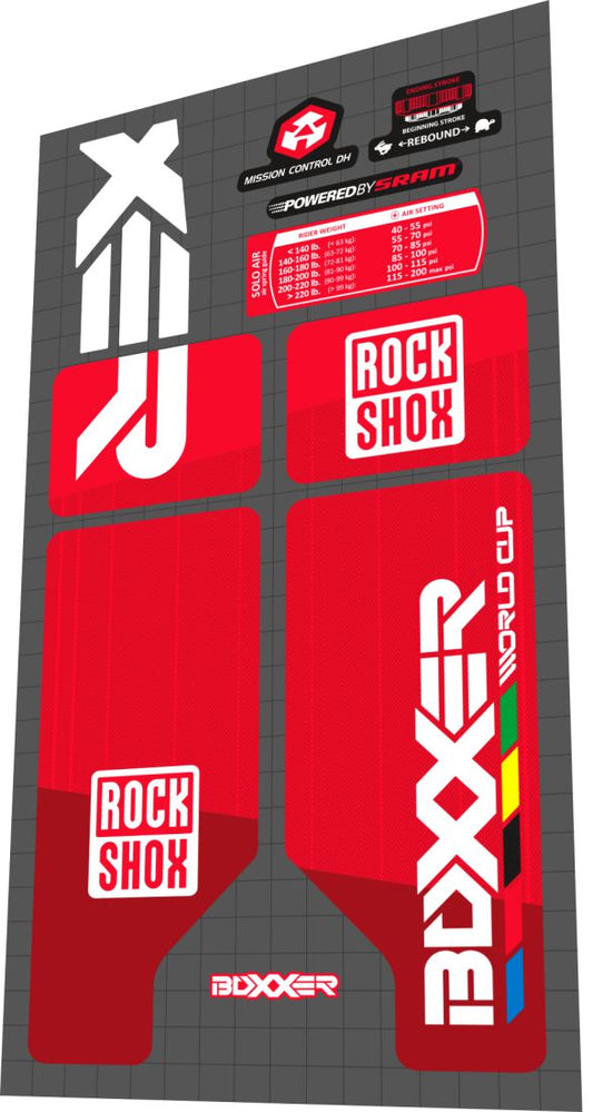 2012 Rock Shox Boxxer World Cup Red Fork Decal Set