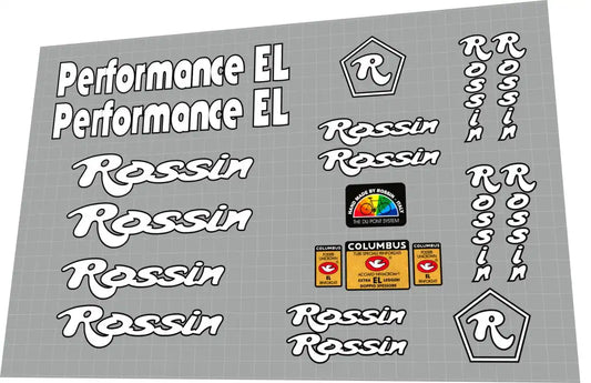 1992 Rossin Performance EL White Black Outline Frame Decal Set