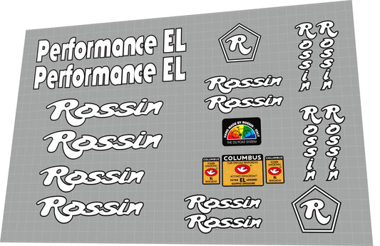 1992 Rossin Performance EL White Black Outline Frame Decal Set