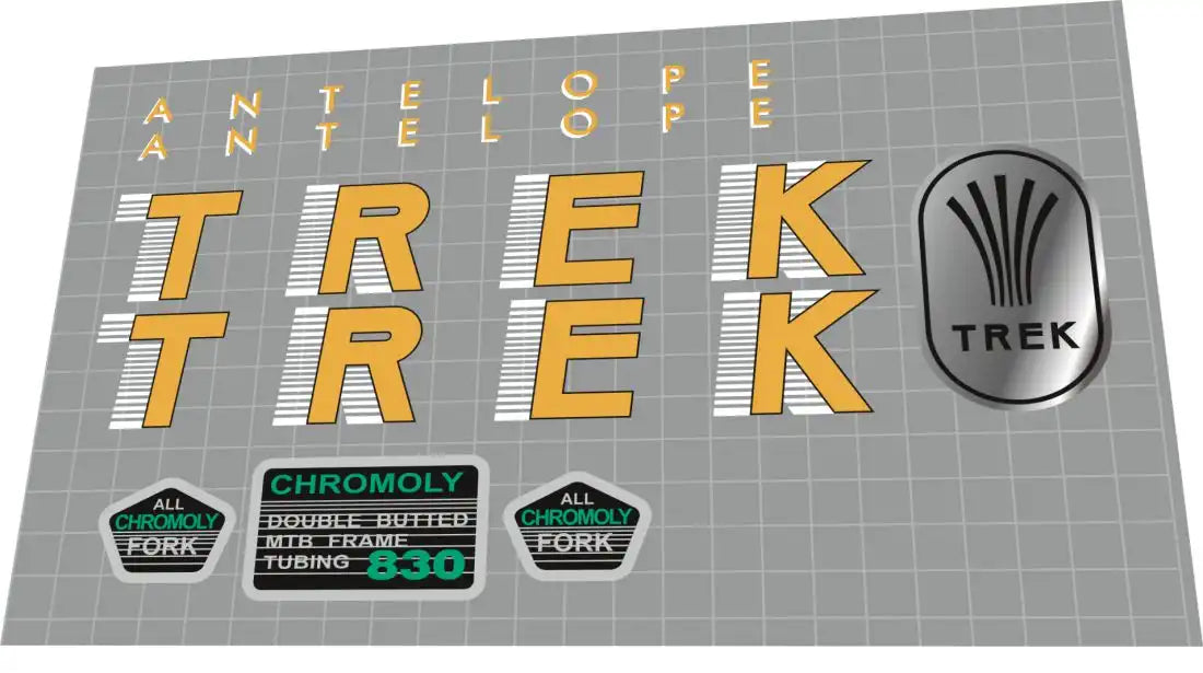 1986 Trek 830 Antelope Frame Decal Set